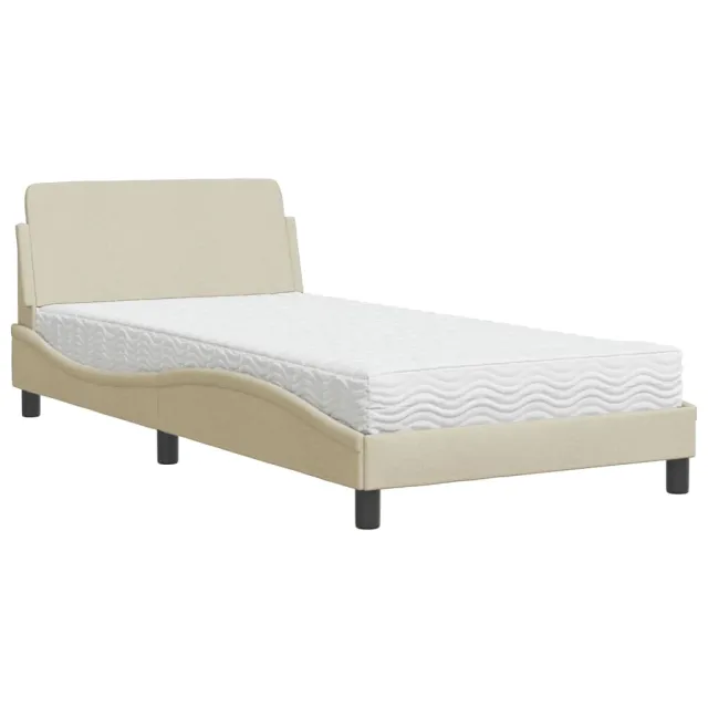 Lit avec matelas Dover crème 100x200 cm tissu