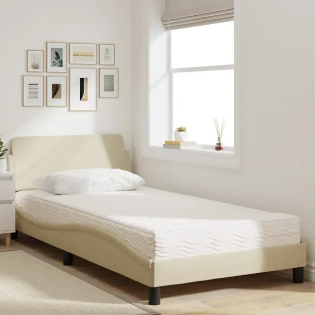 Lit avec matelas Dover crème 100x200 cm tissu
