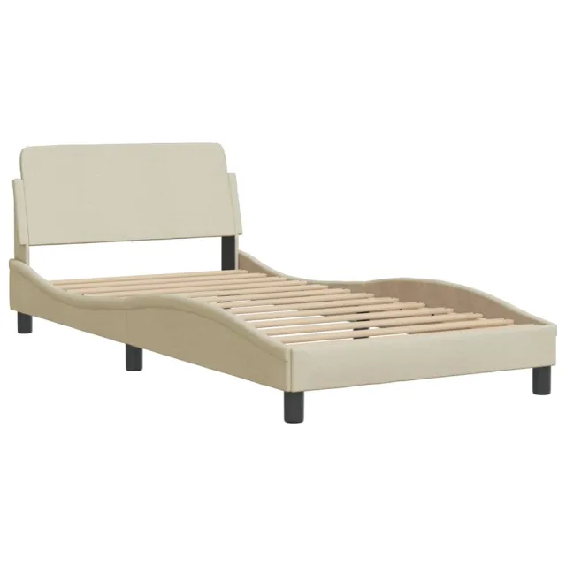 Lit avec matelas Dover crème 100x200 cm tissu