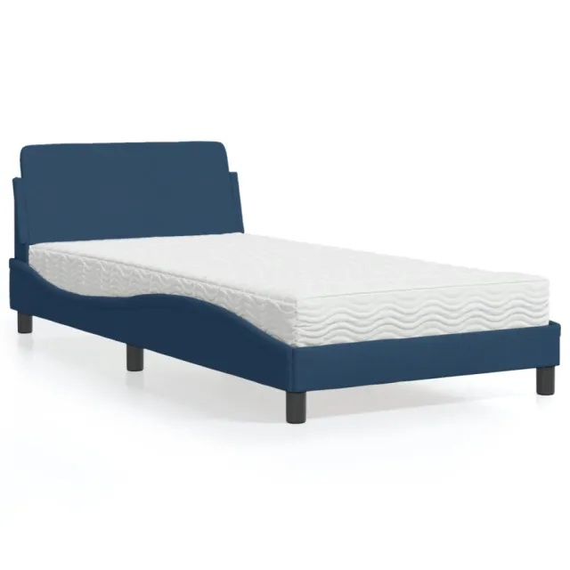 Lit avec matelas Dover bleu 100x200 cm tissu