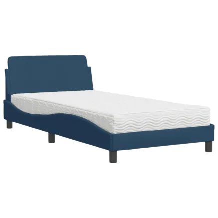 Lit avec matelas Dover bleu 100x200 cm tissu 2