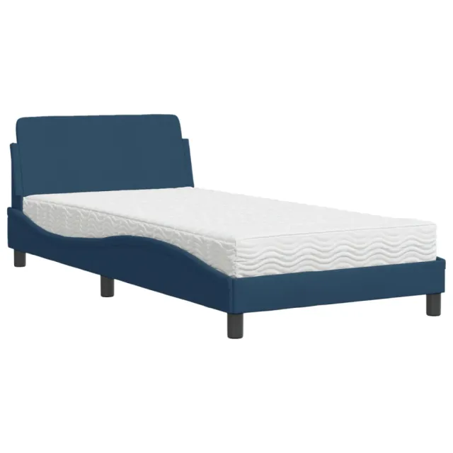 Lit avec matelas Dover bleu 100x200 cm tissu
