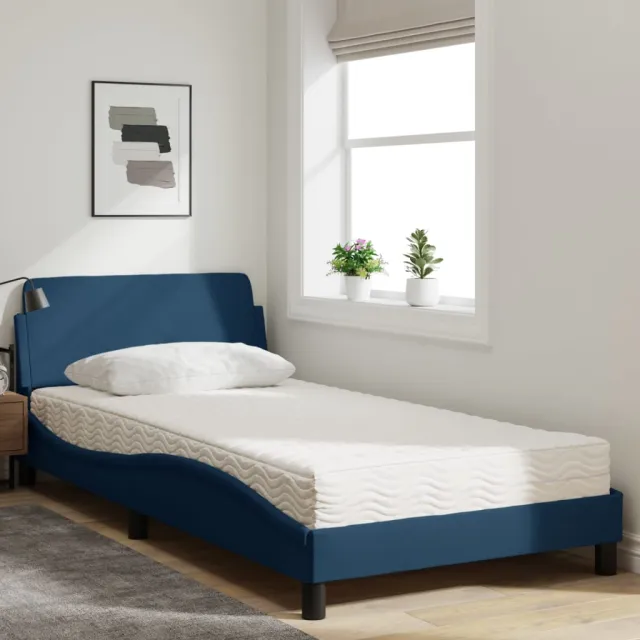 Lit avec matelas Dover bleu 100x200 cm tissu