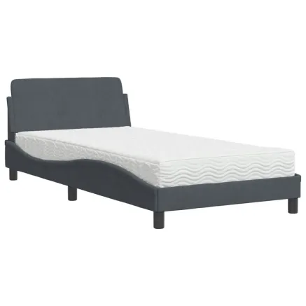 Lit avec matelas Dover gris foncé 100x200 cm velours 2
