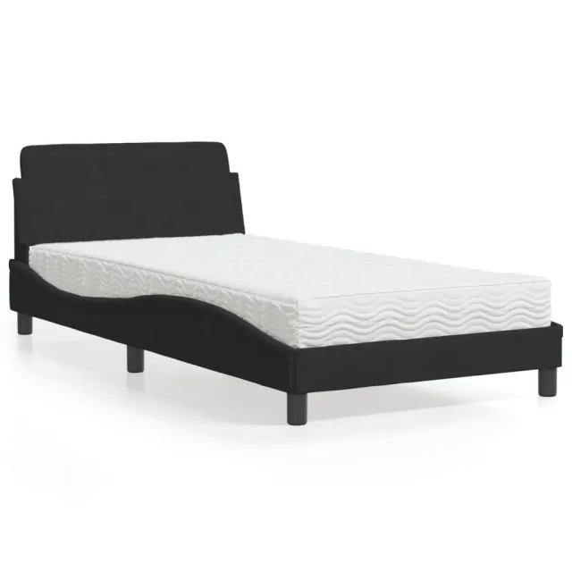 Lit avec matelas Dover noir 100x200 cm velours