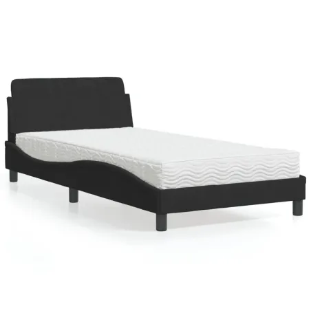 Lit avec matelas Dover noir 100x200 cm velours