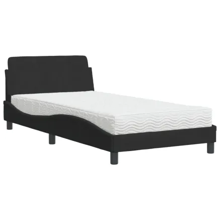 Lit avec matelas Dover noir 100x200 cm velours 2