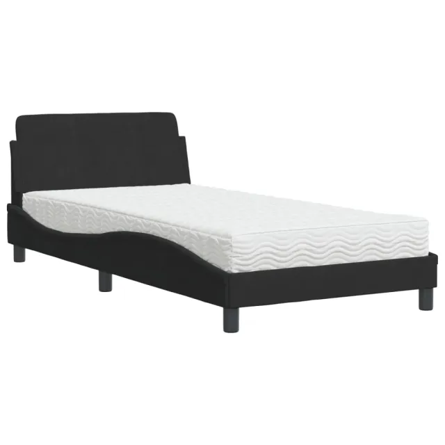 Lit avec matelas Dover noir 100x200 cm velours