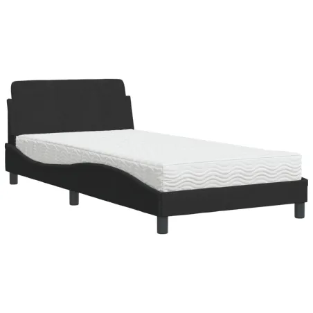 Lit avec matelas Dover noir 100x200 cm velours