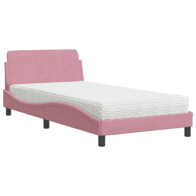 Lit avec matelas Dover rose 100x200 cm velours