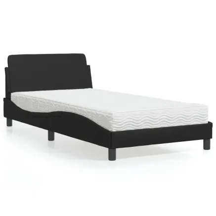 Lit avec matelas Dover noir 100x200 cm similicuir