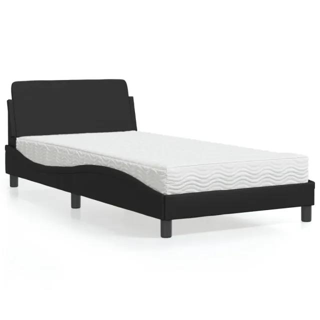 Lit avec matelas Dover noir 100x200 cm similicuir