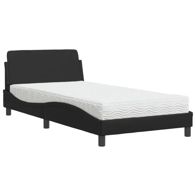 Lit avec matelas Dover noir 100x200 cm similicuir