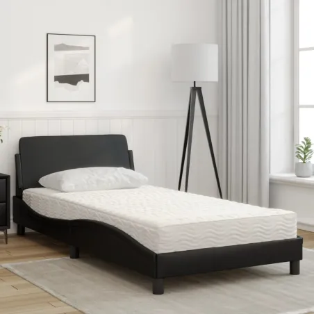 Lit avec matelas Dover noir 100x200 cm similicuir