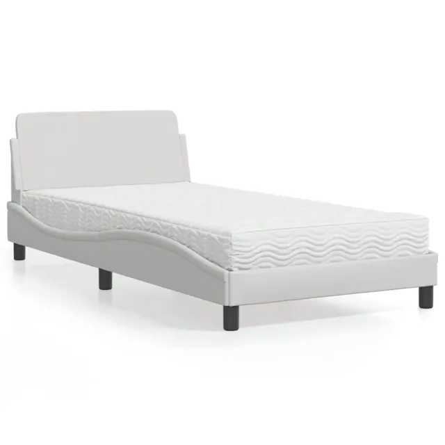 Lit avec matelas Dover blanc 100x200 cm similicuir