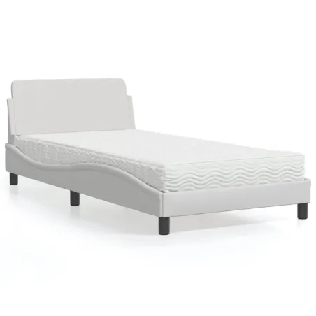 Lit avec matelas Dover blanc 100x200 cm similicuir