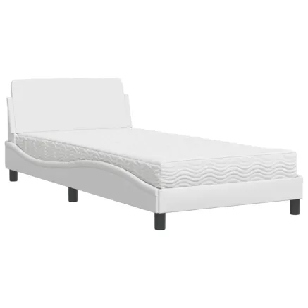 Lit avec matelas Dover blanc 100x200 cm similicuir 2
