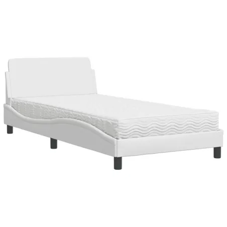 Lit avec matelas Dover blanc 100x200 cm similicuir
