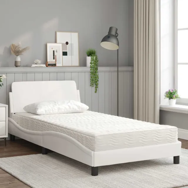 Lit avec matelas Dover blanc 100x200 cm similicuir
