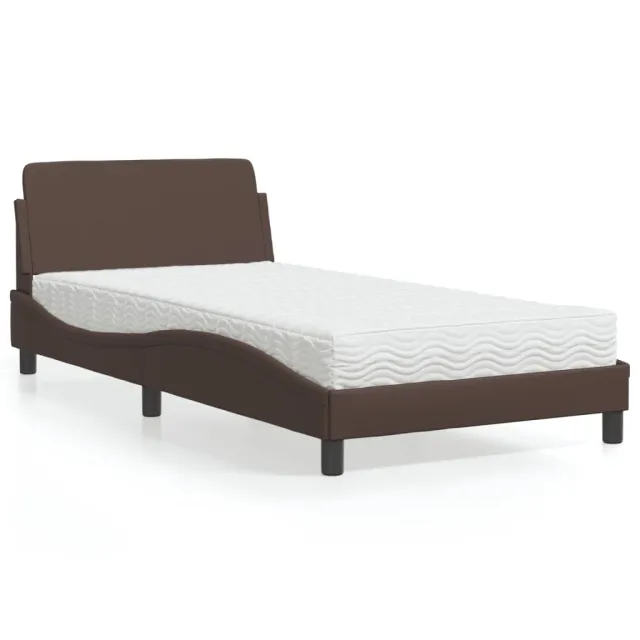 Lit avec matelas Dover marron 100x200 cm similicuir