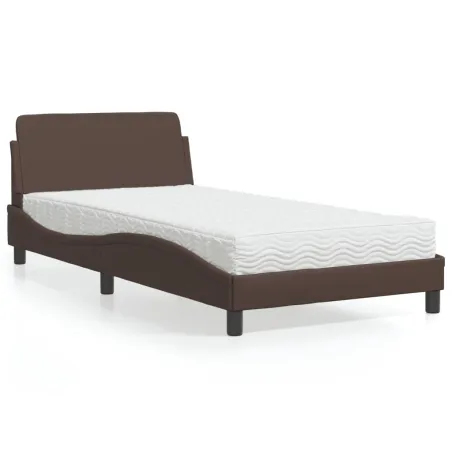 Lit avec matelas Dover marron 100x200 cm similicuir