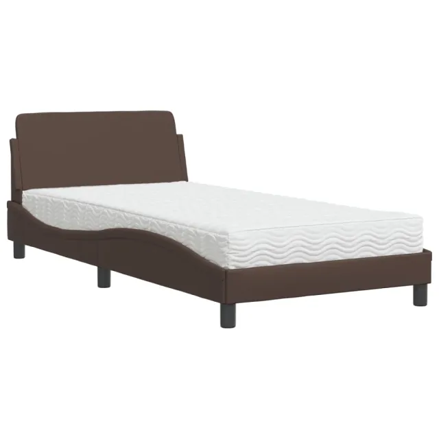 Lit avec matelas Dover marron 100x200 cm similicuir