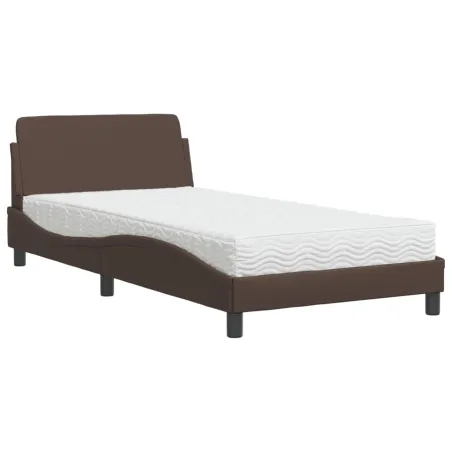 Lit avec matelas Dover marron 100x200 cm similicuir
