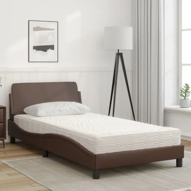 Lit avec matelas Dover marron 100x200 cm similicuir
