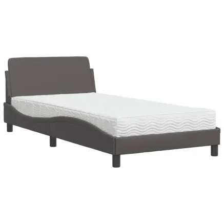 Lit avec matelas Dover gris 100x200 cm similicuir 2