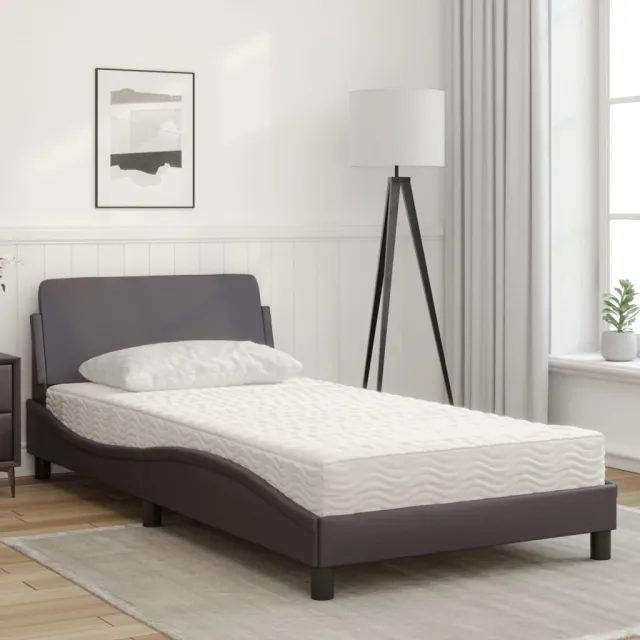Lit avec matelas Dover gris 100x200 cm similicuir