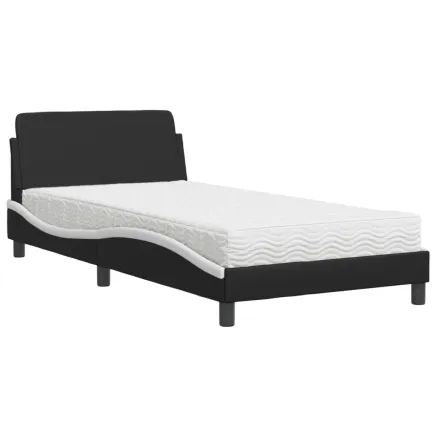 Lit avec matelas Dover noir et blanc 100x200 cm similicuir 2