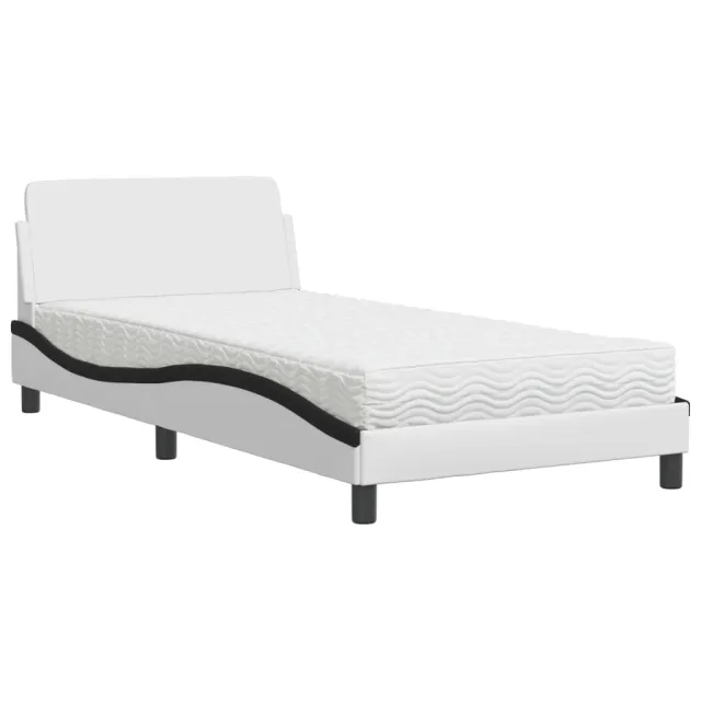 Lit avec matelas Dover blanc et noir 100x200 cm similicuir
