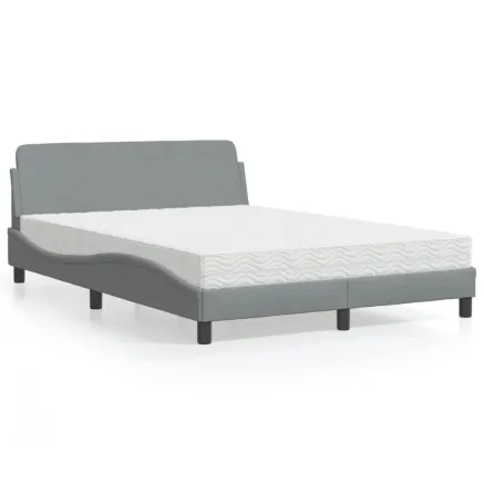 Lit avec matelas Dover gris clair 120x200 cm tissu