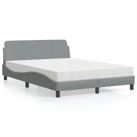 Lit avec matelas Dover gris clair 120x200 cm tissu