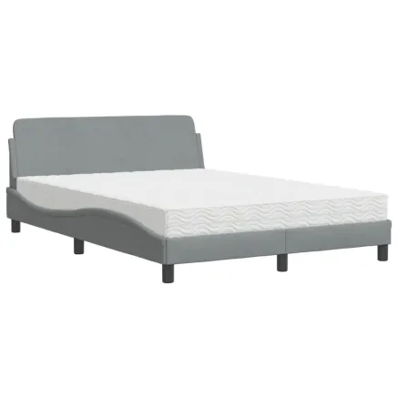 Lit avec matelas Dover gris clair 120x200 cm tissu 2