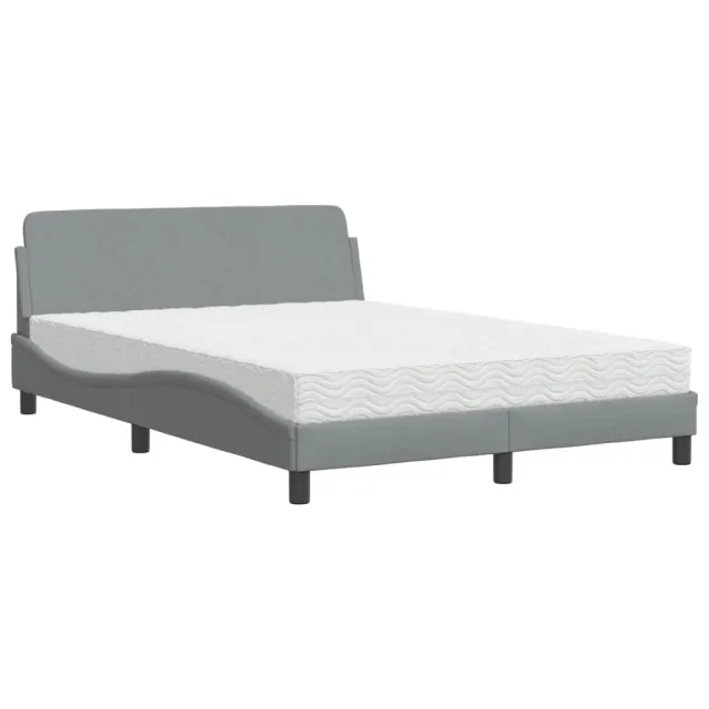 Lit avec matelas Dover gris clair 120x200 cm tissu