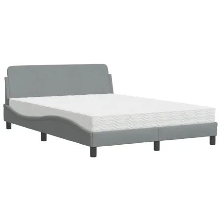 Lit avec matelas Dover gris clair 120x200 cm tissu