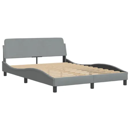 Lit avec matelas Dover gris clair 120x200 cm tissu