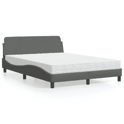 Lit avec matelas Dover gris foncé 120x200 cm tissu