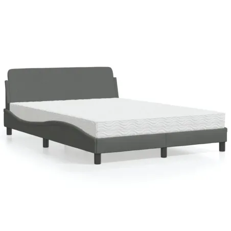 Lit avec matelas Dover gris foncé 120x200 cm tissu
