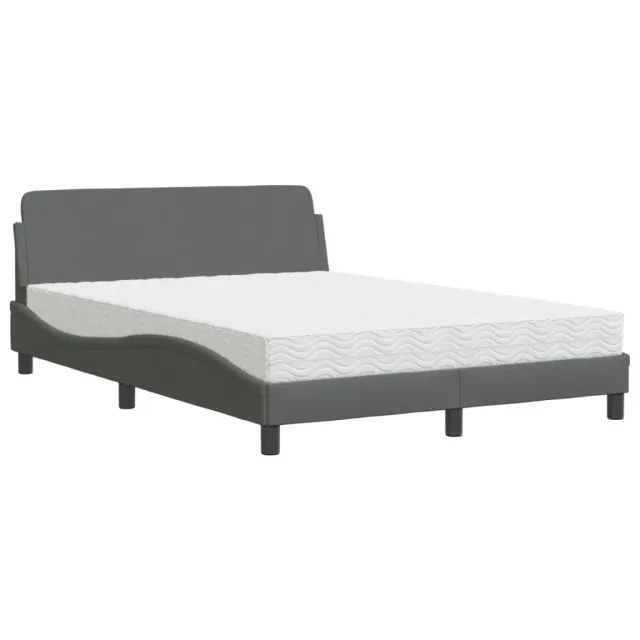 Lit avec matelas Dover gris foncé 120x200 cm tissu