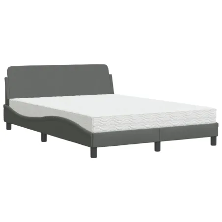 Lit avec matelas Dover gris foncé 120x200 cm tissu
