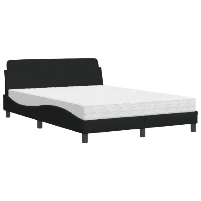 Lit avec matelas Dover noir 120x200 cm tissu