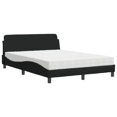 Lit avec matelas Dover noir 120x200 cm tissu