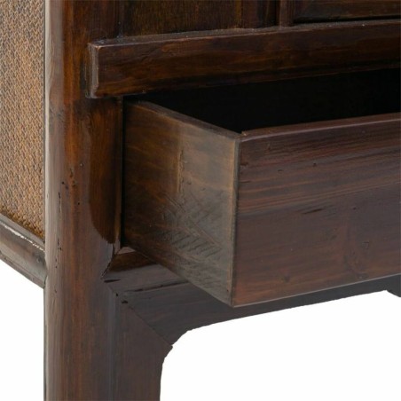 Cupboard Alexandra House Living Brown Rattan MDF Elm wood 40 x 130 x 1