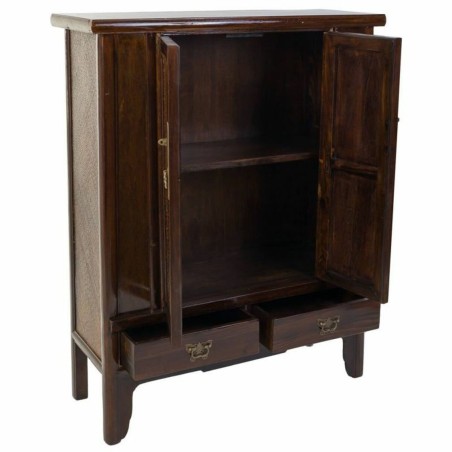Cupboard Alexandra House Living Brown Rattan MDF Elm wood 40 x 130 x 1