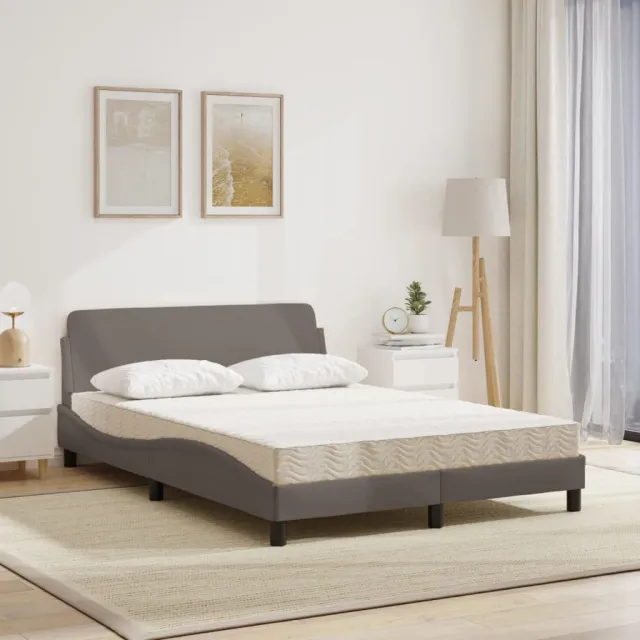 Lit avec matelas Dover taupe 120x200 cm tissu