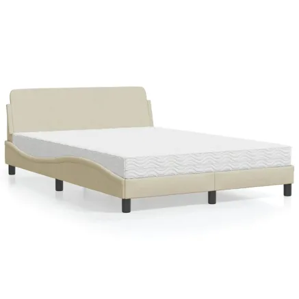 Lit avec matelas Dover crème 120x200 cm tissu