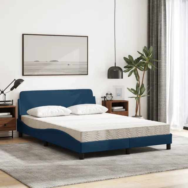 Lit avec matelas Dover bleu 120x200 cm tissu