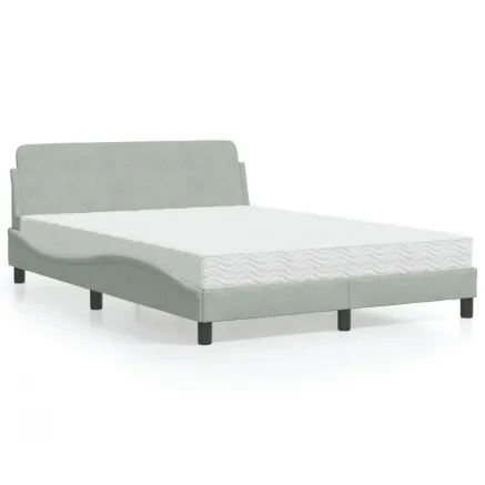 Lit avec matelas Dover gris clair 120x200 cm velours